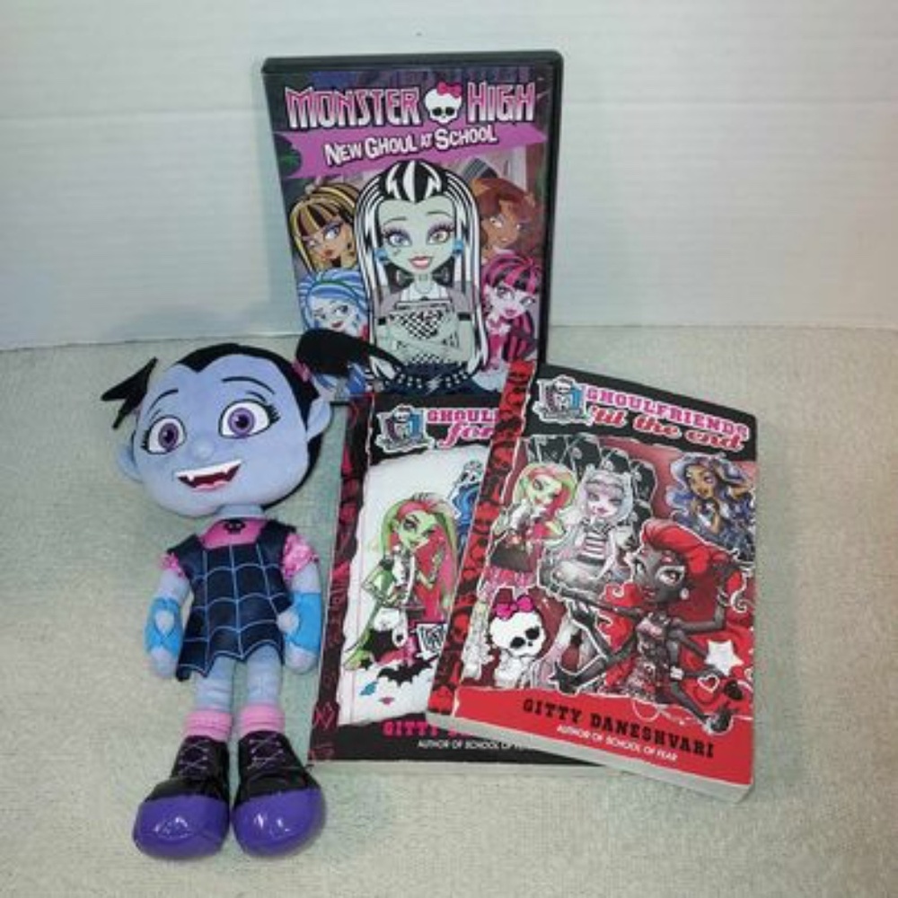 Monster High: New Ghoul at School DVD 2015, 2 Monster High Chapter Books…